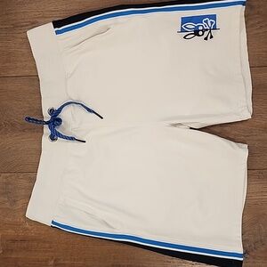 Psycho Bunny Dovedale White Shorts Logo Stripe Drawstring Pull On Men's size XL